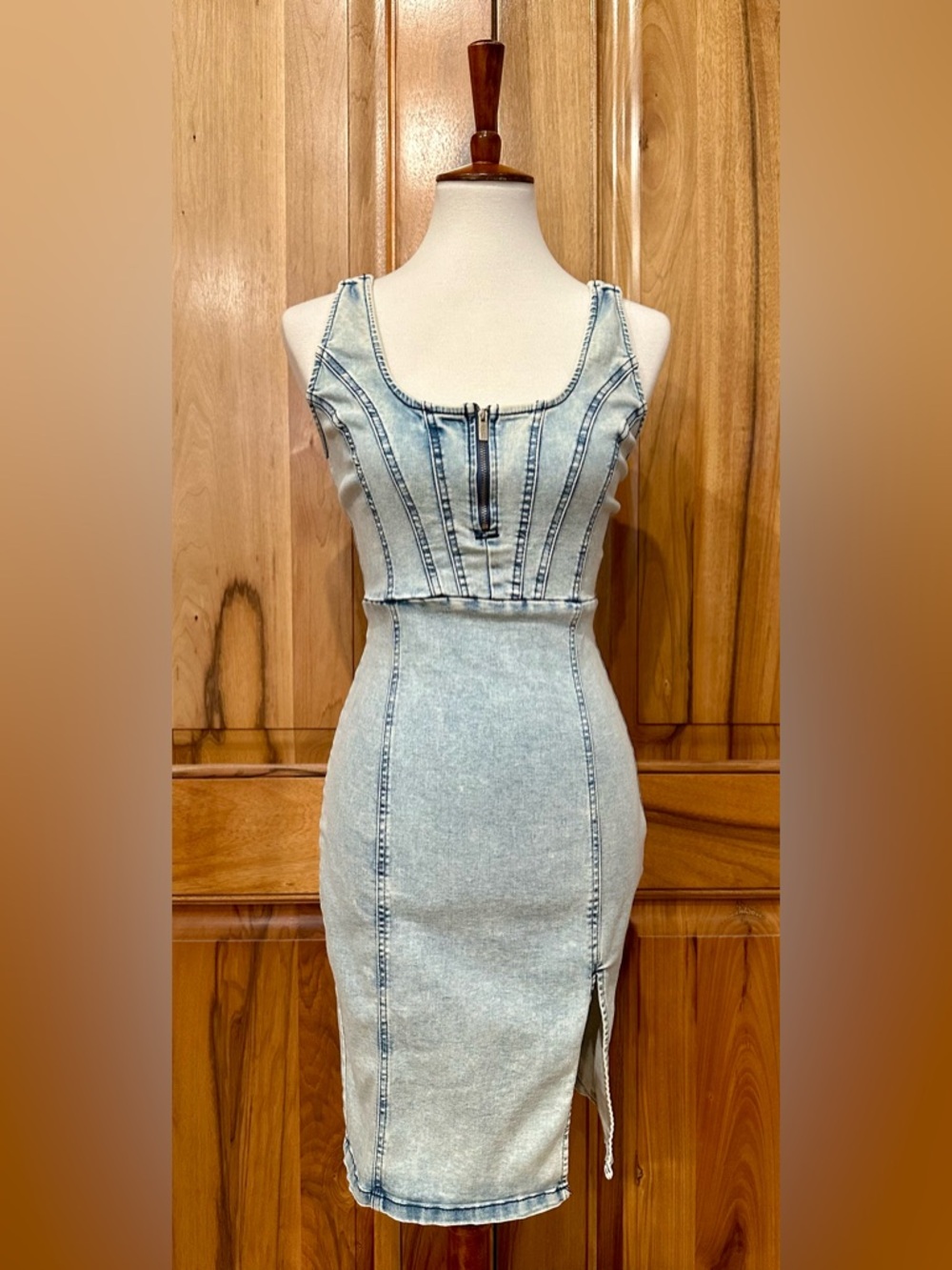 Guess Light Wash Denim Mini Dress - Light Blue